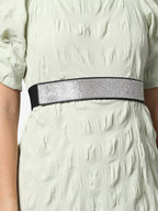 Silver Textured Waist Belt