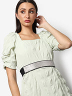 Silver Textured Waist Belt