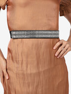 Silver Textured Waist Belt