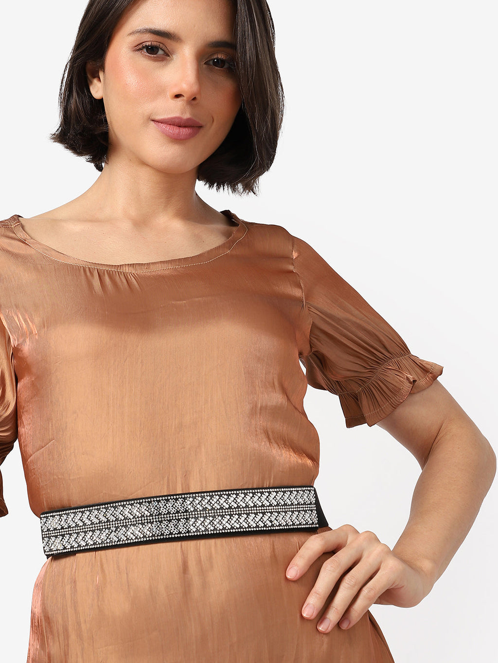 Silver Textured Waist Belt