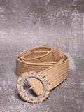 Beige Textured Waist Belt