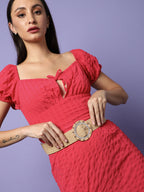 Beige Textured Waist Belt