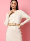 Beige Textured Waist Belt