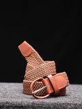 Brown Textured Waist Belt