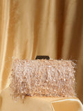 Gold Textured Fringe Clutch