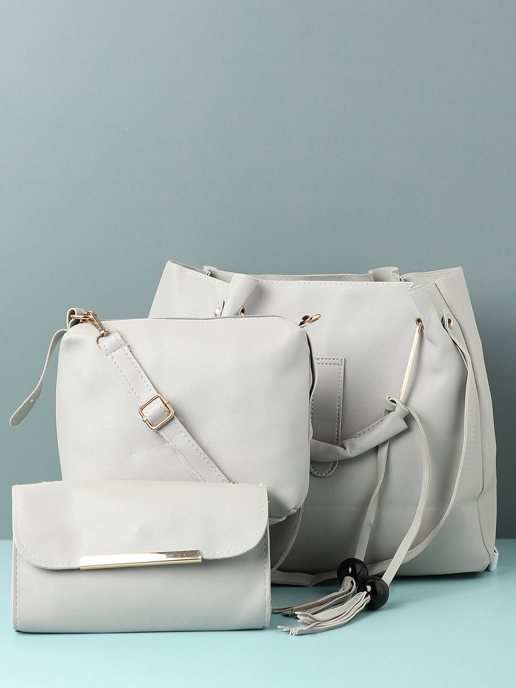 Haute Sauce White Wonder White Handbag With Pouch Set