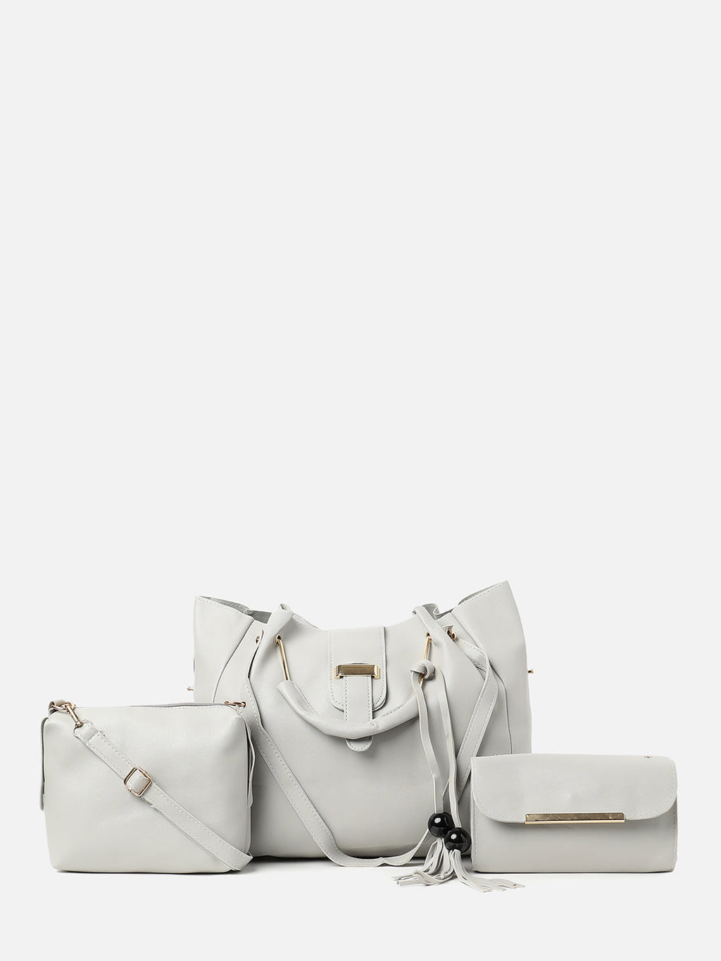 Haute Sauce White Wonder White Handbag With Pouch Set