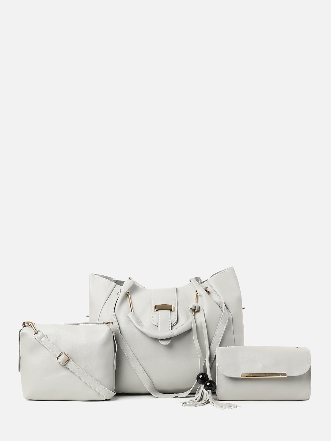 Haute Sauce White Wonder White Handbag With Pouch Set