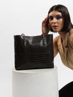 Coco Dark Brown Tote Bag With Pouch Set