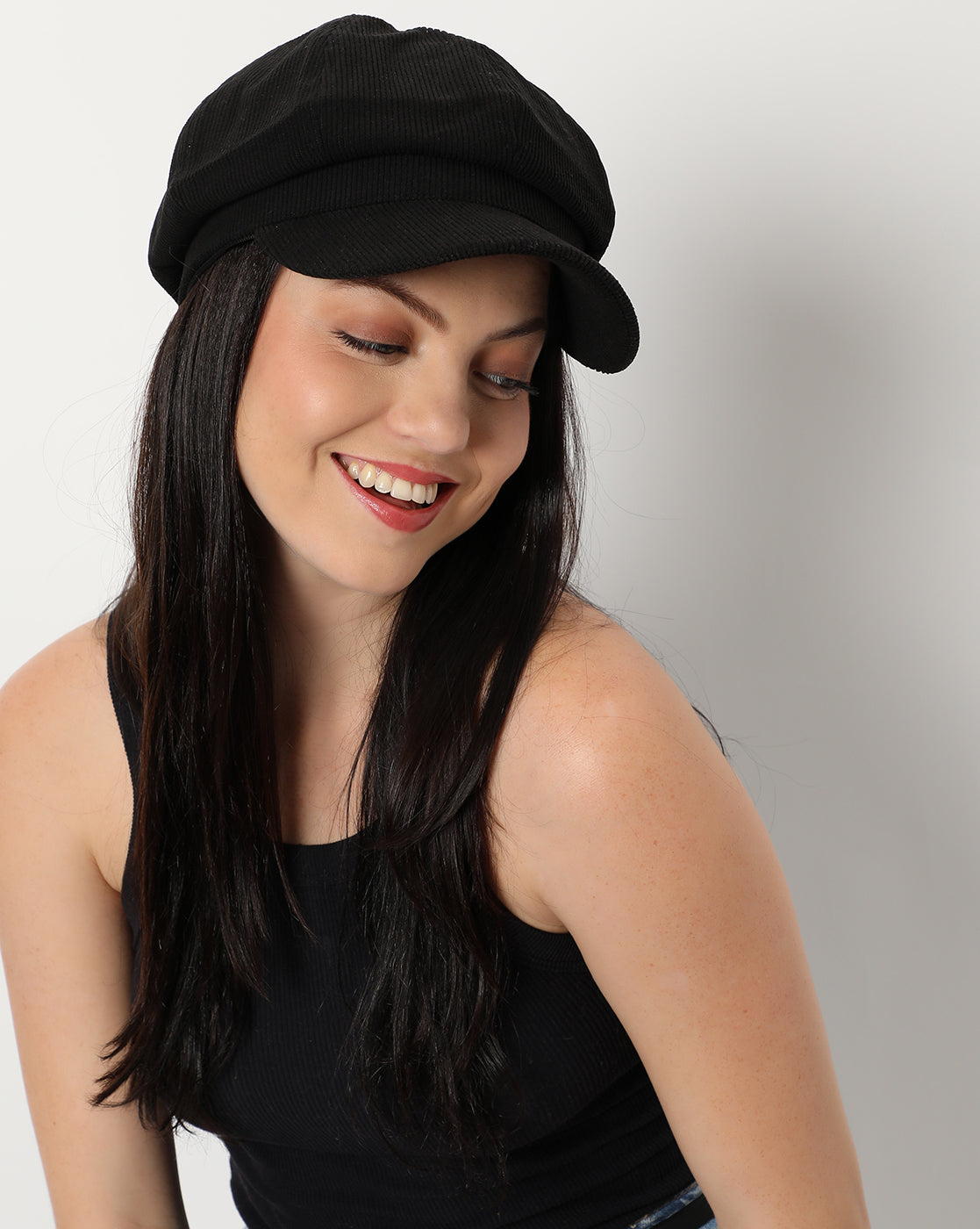 Haute Sauce Black Vintage Newsboy Cap