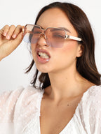 Haute Sauce Gold Rectangular Sunglasses