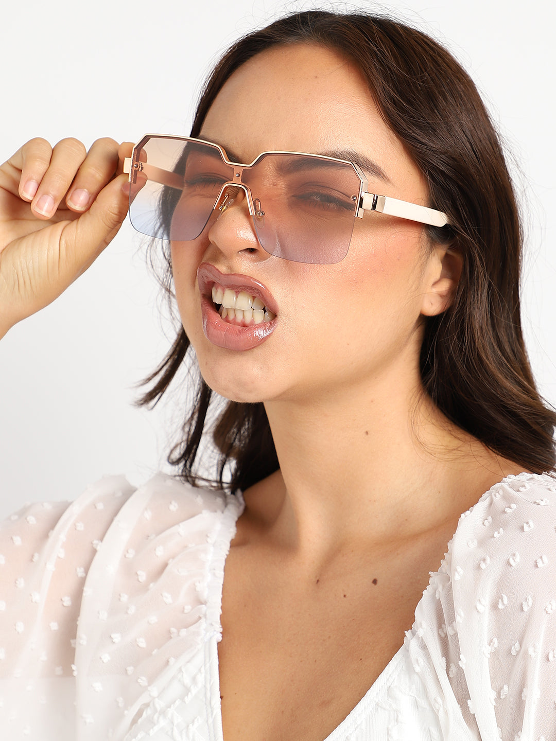 Haute Sauce Gold Rectangular Sunglasses