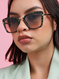 Tinted Lens Gold Colour Oversized Sunglass