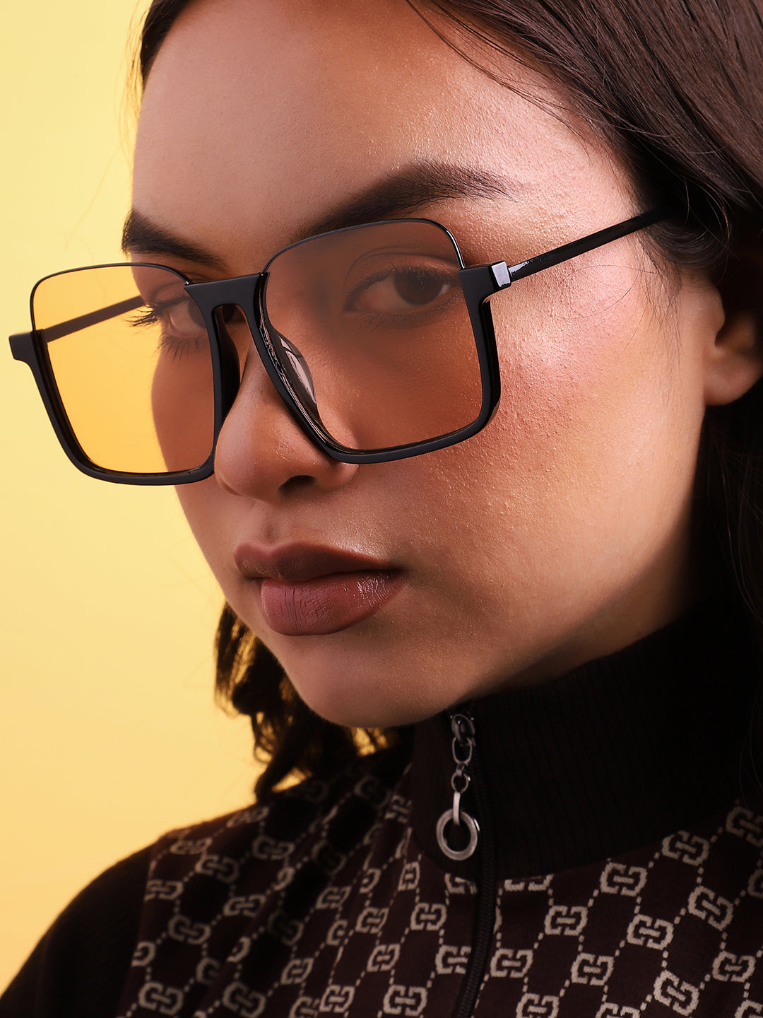 Tinted Lens Black Colour Oversized Sunglass