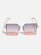 Gold Rectangular Sunglass