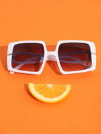 Tinted Lens White Frame Oversized Sunglass