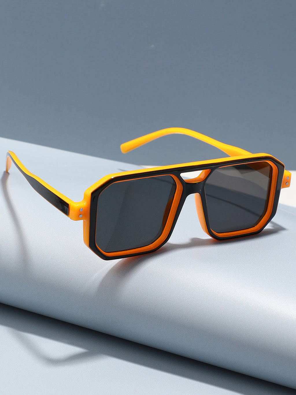Tinted Lens Yellow Frame Oversized Sunglass