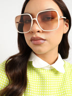 Tinted Lens Nude Colour Frame Oversized Sunglass