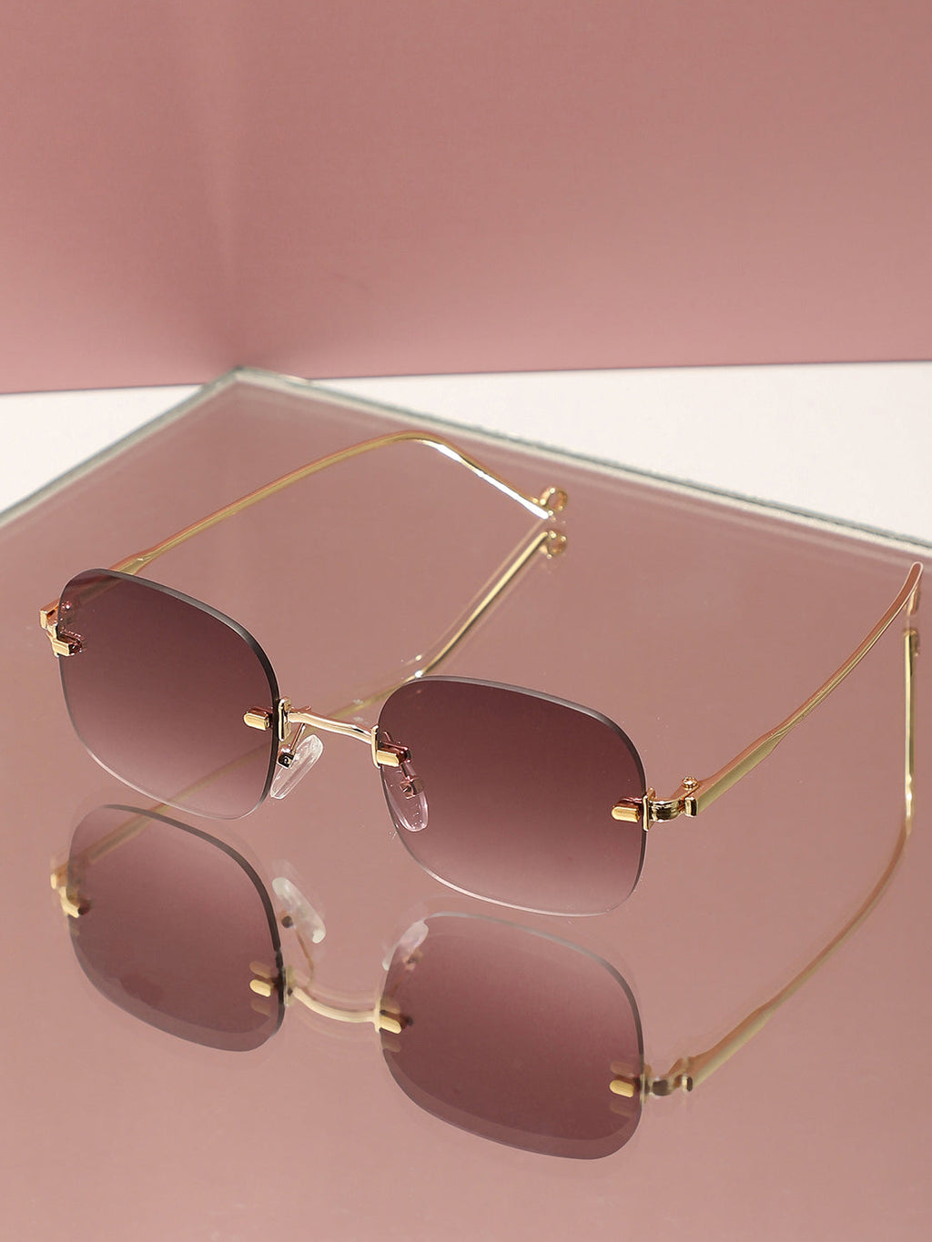 Gold Rectangular Sunglasses