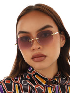 Gold Rectangular Sunglasses