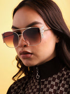 Tinted Brown Lens Gold Frame Oversized Sunglasses