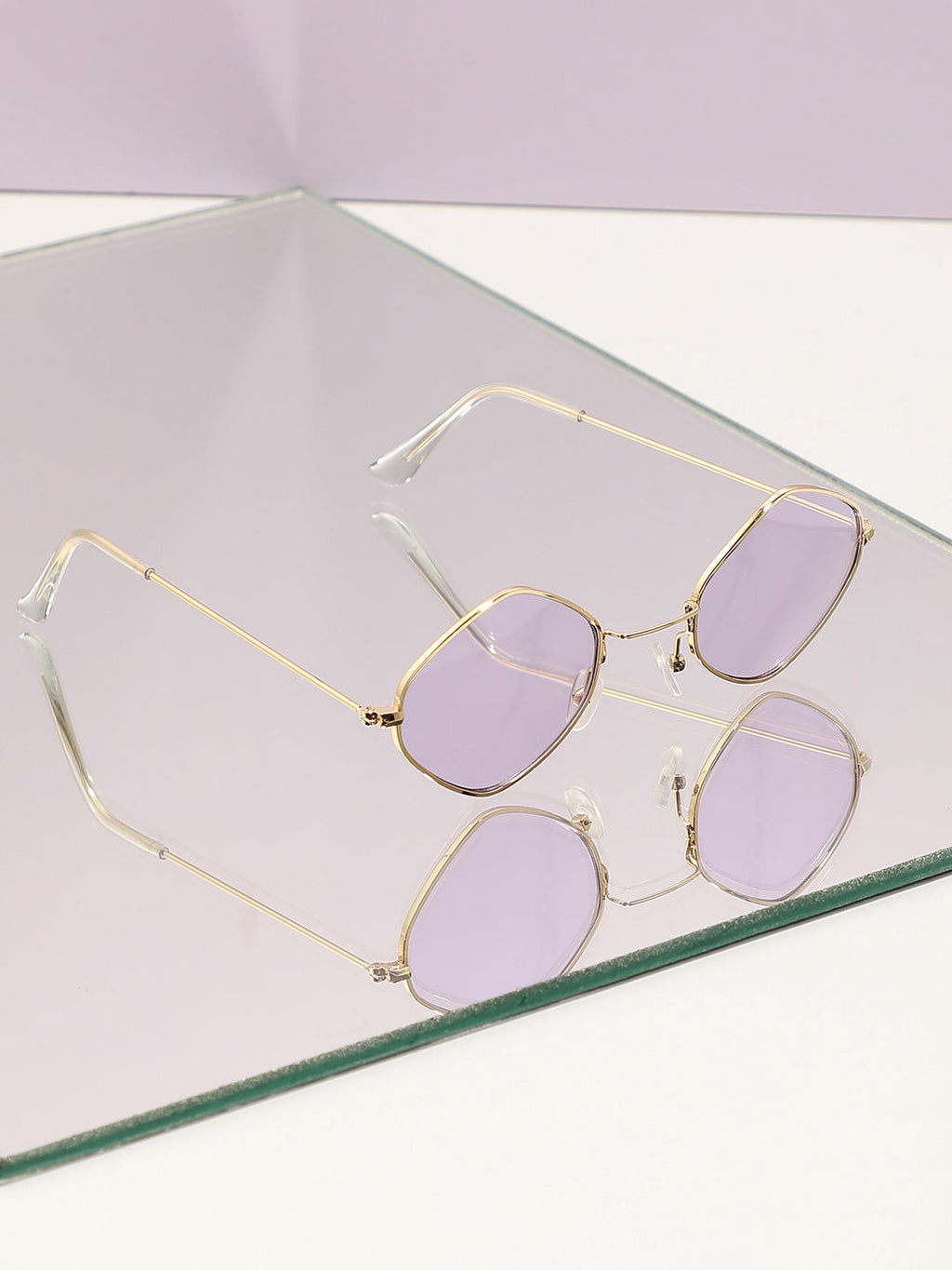 Gold Frame Lavender Retro Sunglass
