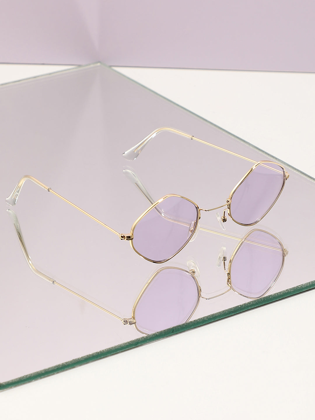 Gold Frame Lavender Retro Sunglass