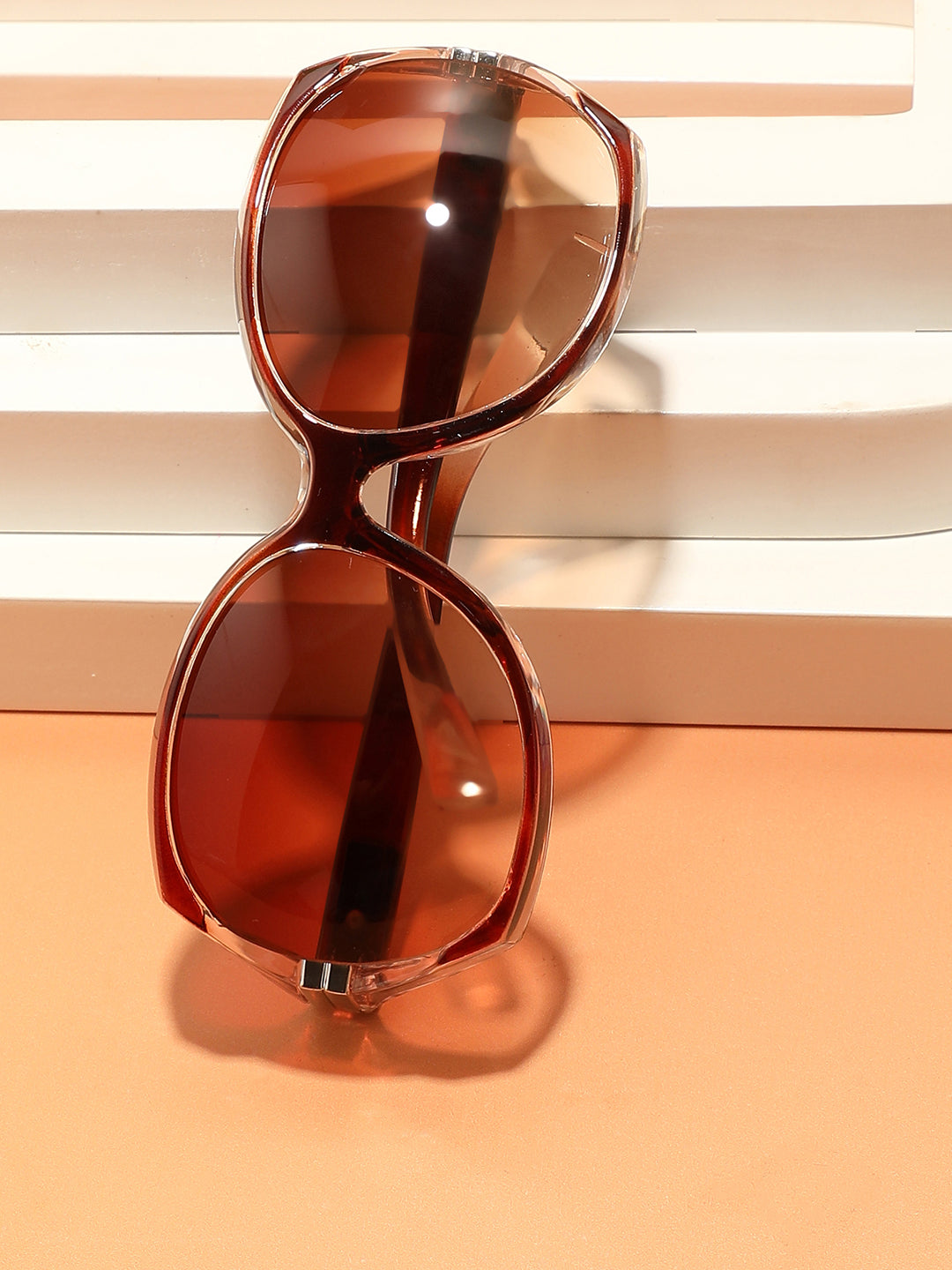 Tinted Lens Brown Frame Oversized Sunglass