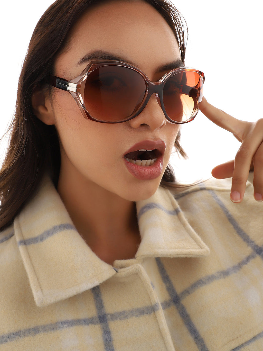 Tinted Lens Brown Frame Oversized Sunglass