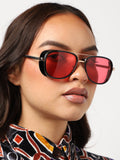 Tinted Lens Black Frame Oversized Sunglass