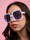 Tinted Lens White Frame Oversized Sunglass