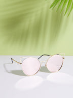 Gold Frame Pink Tinted Lens Cat Eye Sunglass