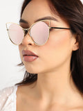 Gold Frame Pink Tinted Lens Cat Eye Sunglass