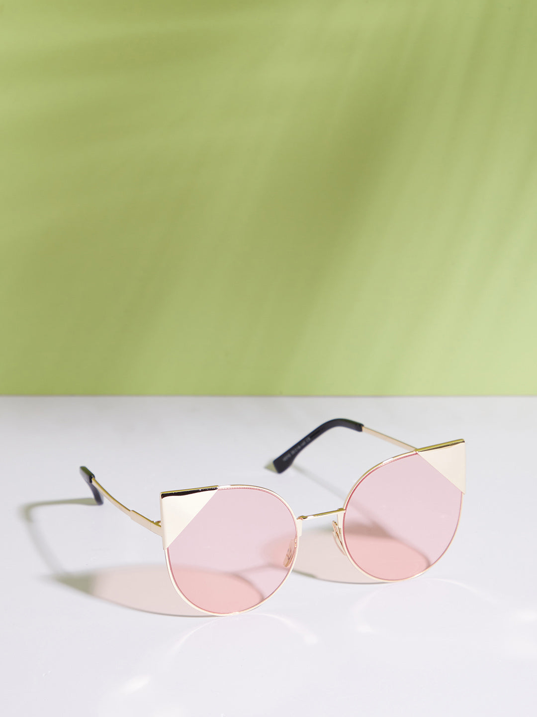 Gold Frame Pink Tinted Lens Cat Eye Sunglass