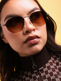 Tinted Lens Brown Frame Oversized Sunglass