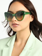 Green Frame Tinted Lens Cat Eye Sunglass