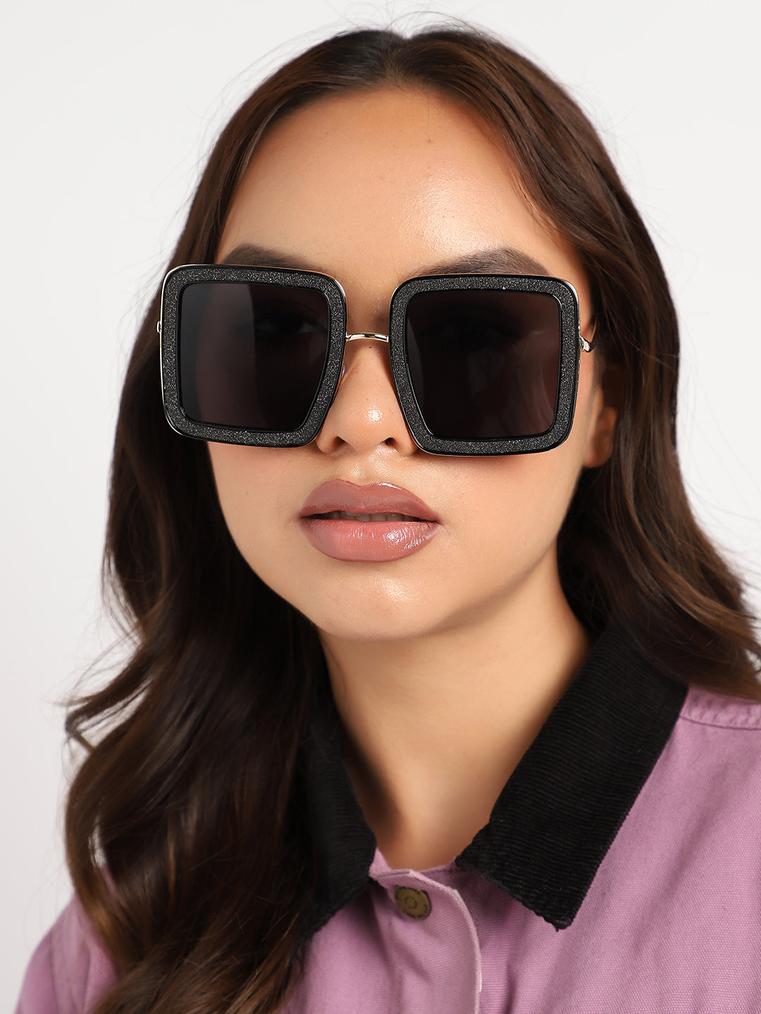 Black & Gold Rectangular Sunglass