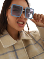 Blue & Gold Rectangular Sunglass