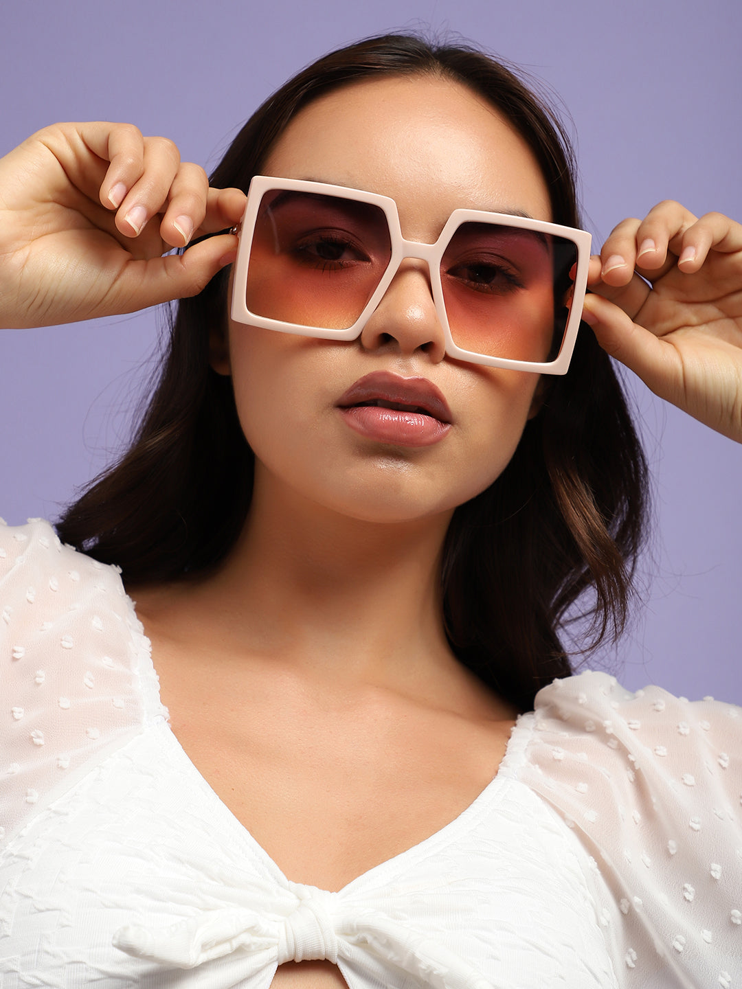 Pink Rectangular Sunglass