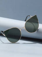 Gold Frame Black Tinted Lens Cat Eye Sunglass
