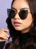 Gold Frame Black Tinted Lens Cat Eye Sunglass