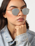 Tinted Lens Gold Frame Oversized Sunglass