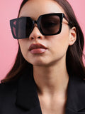Tinted Lens Black Frame Oversized Sunglass