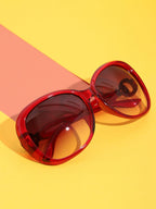 Tinted Lens Brown Frame Oversized Sunglass