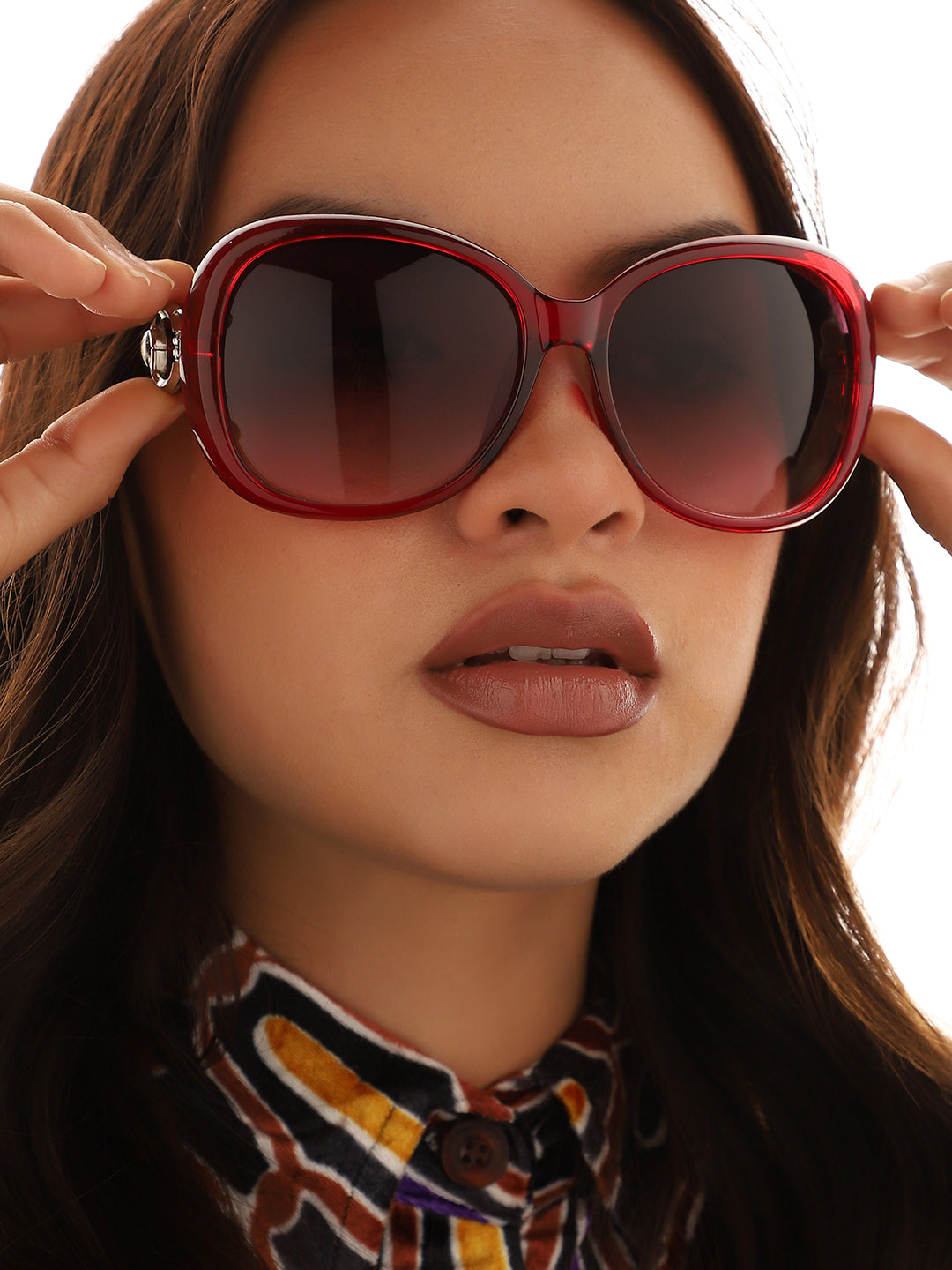 Tinted Lens Brown Frame Oversized Sunglass