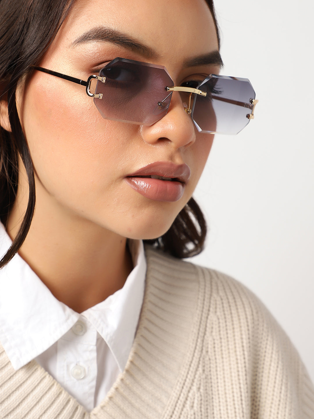 Black Rectangular Sunglass