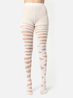 White Striped Sheer Stockings