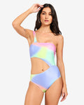 Haute Sauce Multicolour Cut Out One Shoulder Swim Suit