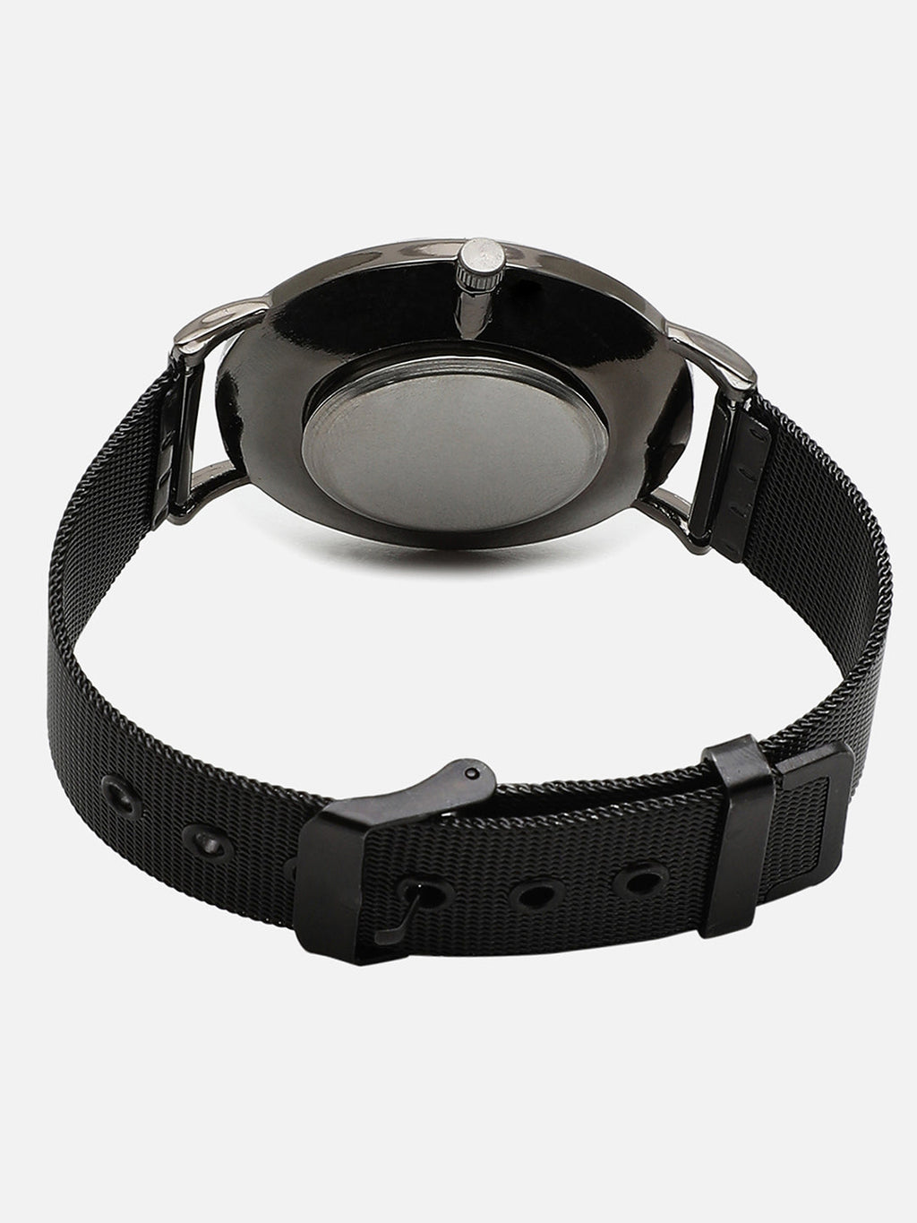 Black Marble Analog Round Dial With Black Leather Strap Watch & Bracelets