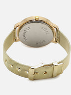 White Embellished Analog Round Dial & Gold Metal Strap Watch & Bracelets